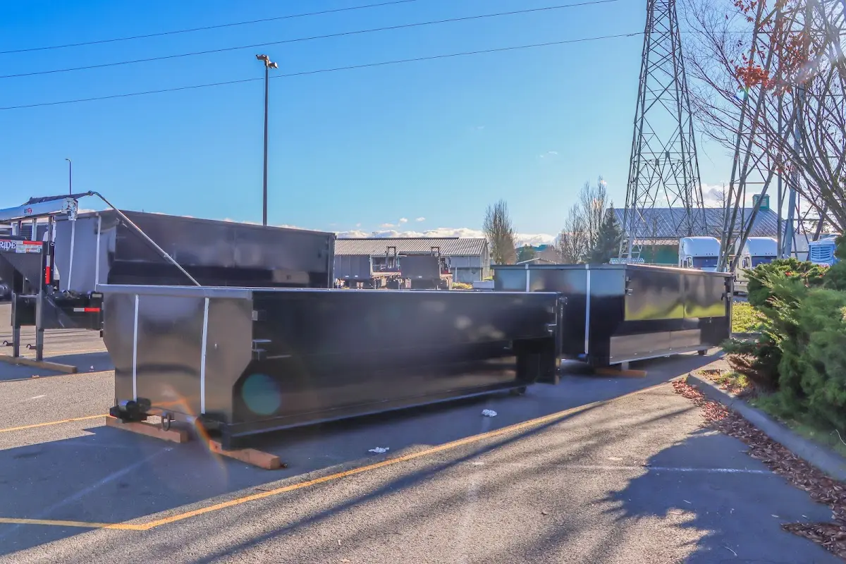 Roll-off dumpster ready for waste disposal at job site for Commercial Dumpster Rental in Thief River Falls
